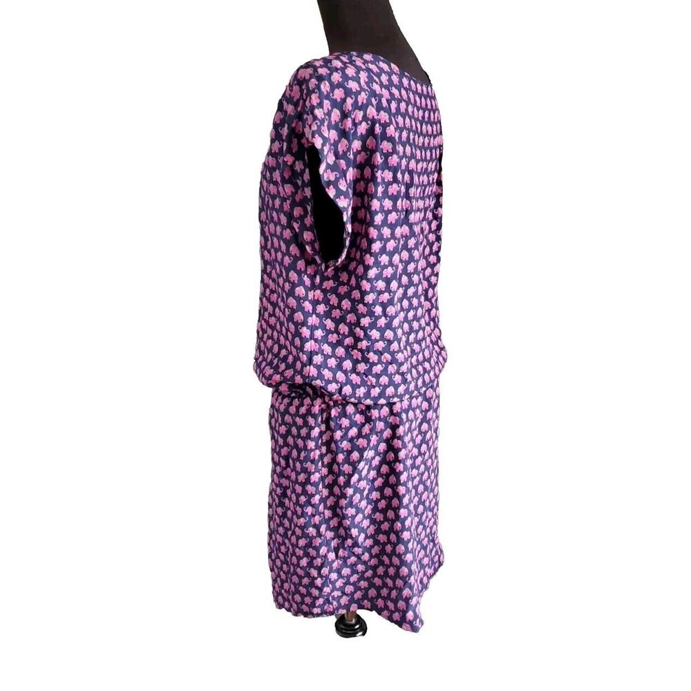 Tori Richard Silk Alyssa Drop Waist Dress Elephant Print Size 12
